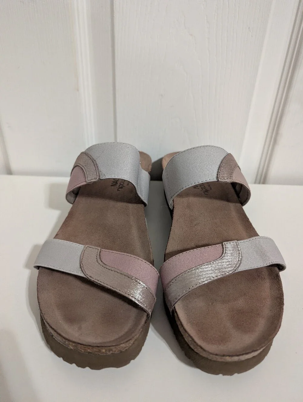 NAOT Womens Sandals Frankie Slide Shoes Gray Purple Leather Size 10 US / 41 EUR